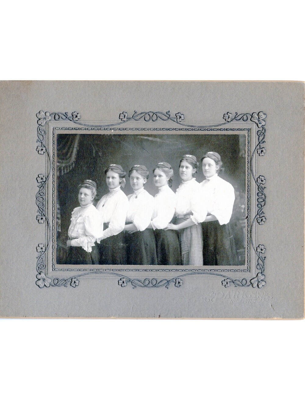 Group of Ladies Holding Each Other 1907 Parks Iola, Wisconsin 3x4"